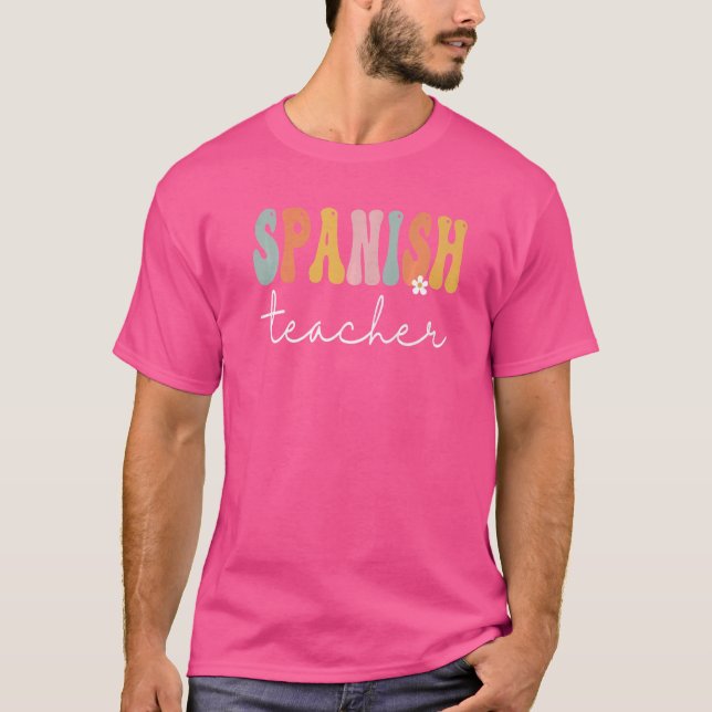 Camiseta Profesoras españolas retro Groovy felices primer d (Anverso)