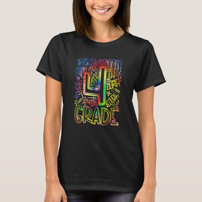 Camiseta Profesores De Cuarto Grado Niños Felices Primer Dí (Anverso)