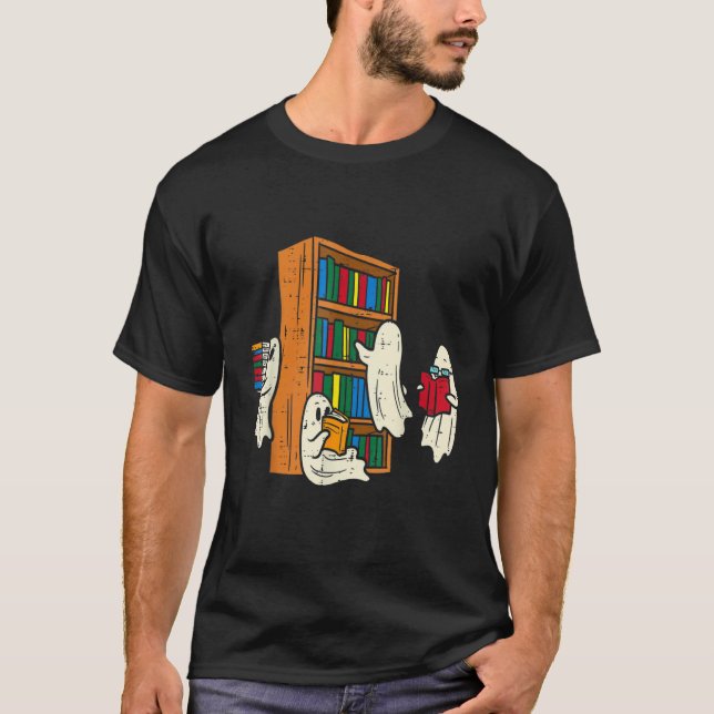 Camiseta Profesores de fantasmas leyendo libros Halloween b (Anverso)