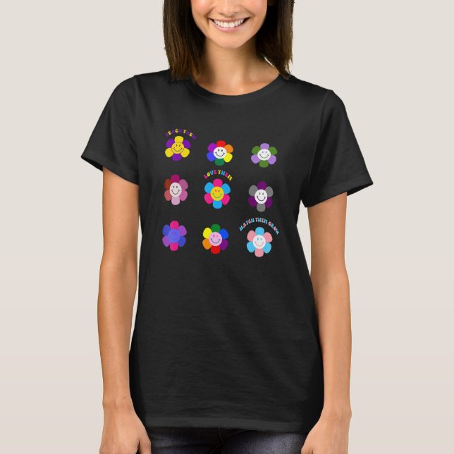 Camiseta Profesores De Flores Hippie Retro Enseñen Que Les  (Anverso)