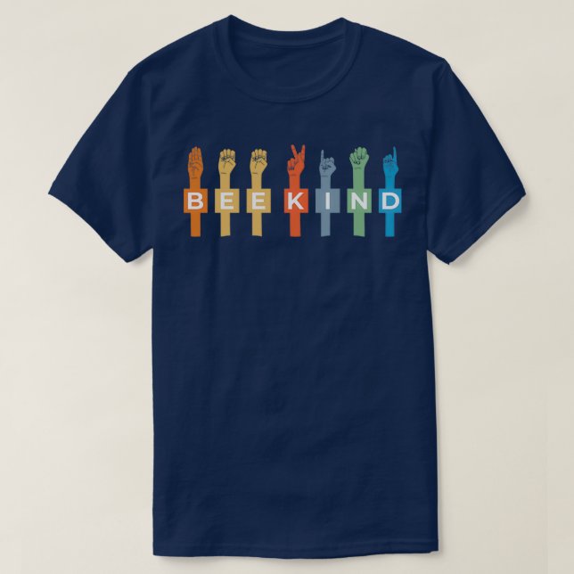 Camiseta Profesores de Lenguaje de Rótulo ASL de Bee Kind (Diseño del anverso)