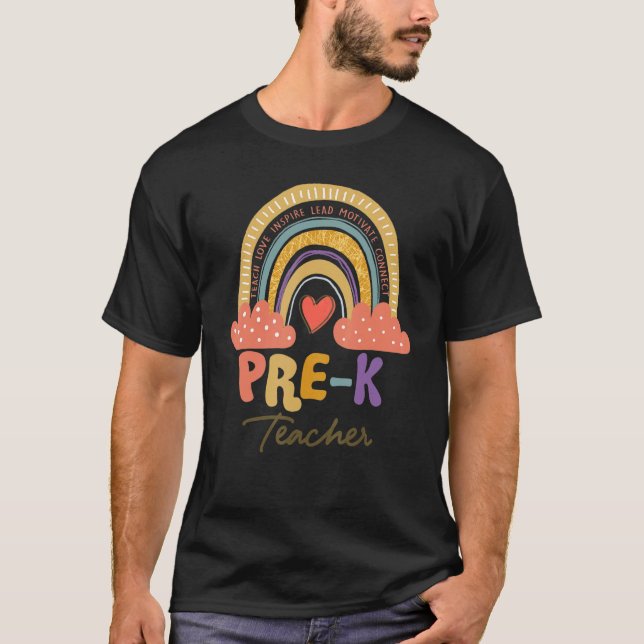Camiseta Profesores de pre K enseñan amor inspiran boho arc (Anverso)