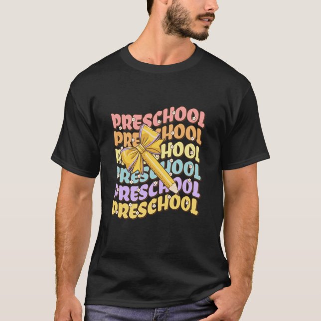 Camiseta Profesores de preescolar Chicas Coquette Bow Lápiz (Anverso)