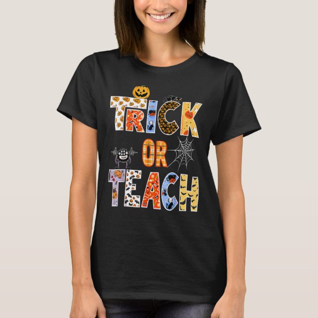 Camiseta Profesores Halloween Trick O Enseñanza De Hallowee (Anverso)