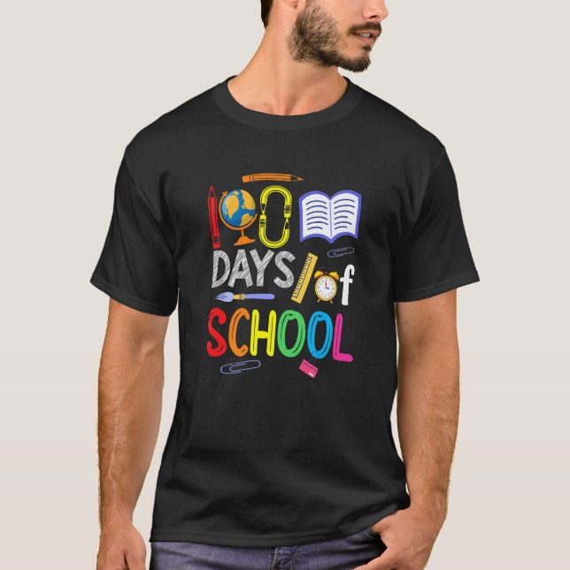 Camiseta Profesores libro de lectura infantil feliz 100 día (Anverso)