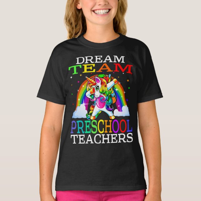 Camiseta Profesores prescolares de Dream Team Unicorn (Anverso)