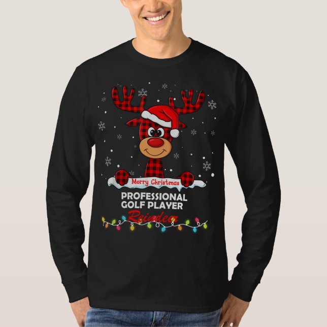 Camiseta Professional Golf Player  Reindeer Santa Hat Buffa (Anverso)