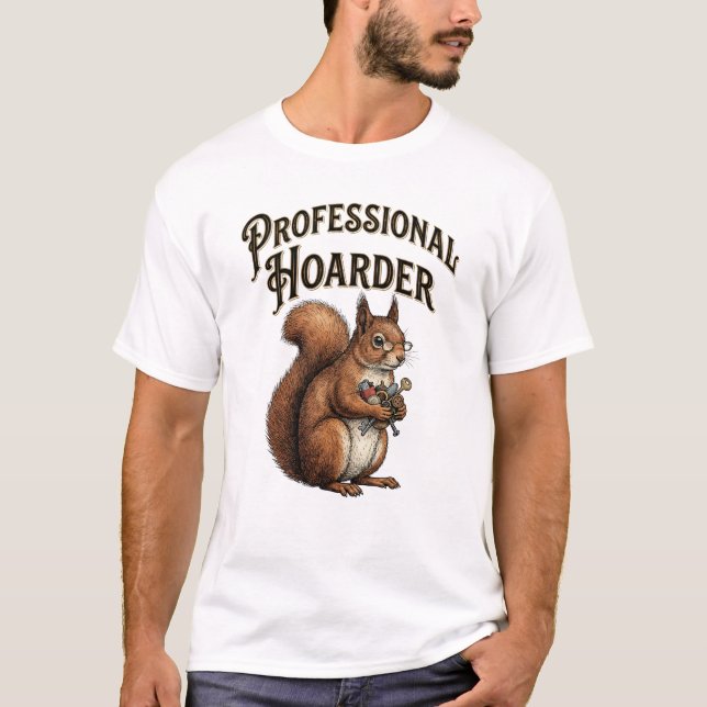 Camiseta Professional Hoarder Funny Vintage Squirrel (Anverso)