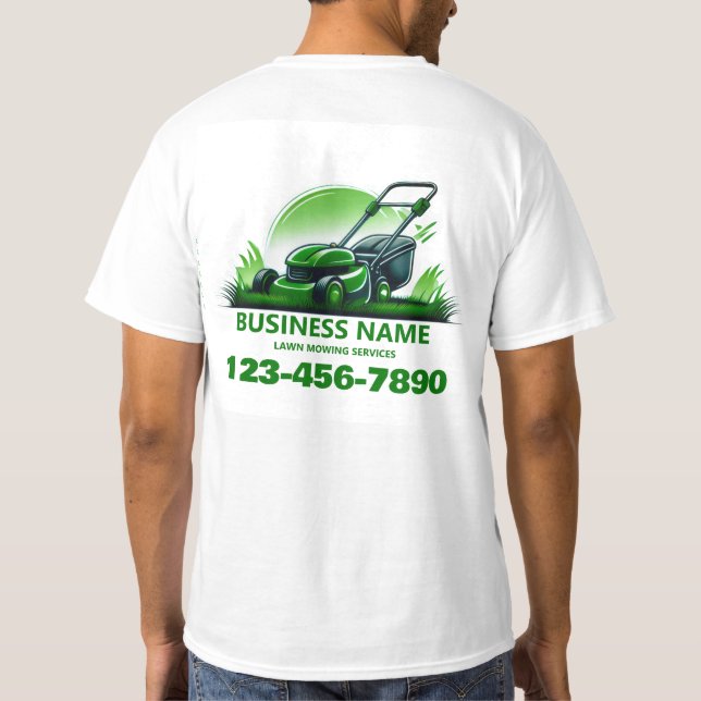 Camiseta Professional Lawn Mowing Landscaping Custom Logo (Reverso)