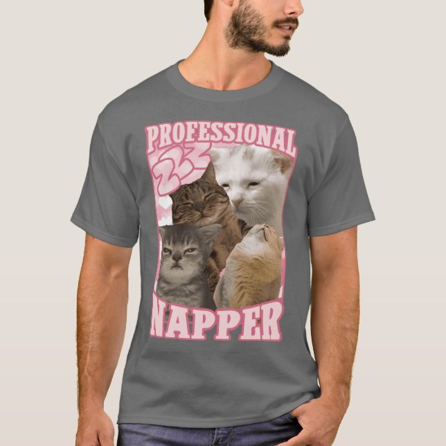 Camiseta professional napper funny cat memes family vintage (Anverso)