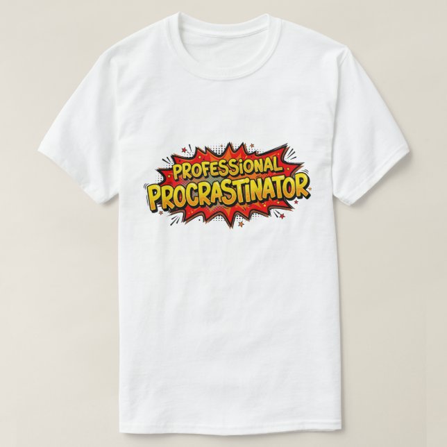 Camiseta Professional Procrastinator Retro Pop Art Comic (Diseño del anverso)