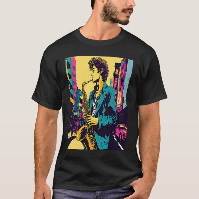 Camiseta Professional Saxophone Musician Retro Pop Saxophon (Anverso)