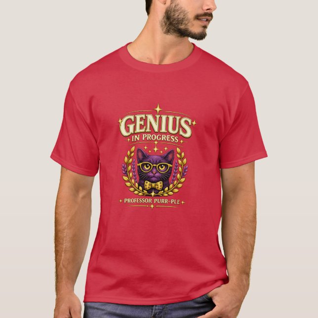 Camiseta Professor Purr-Ple™ – Genio en Progreso (Anverso)