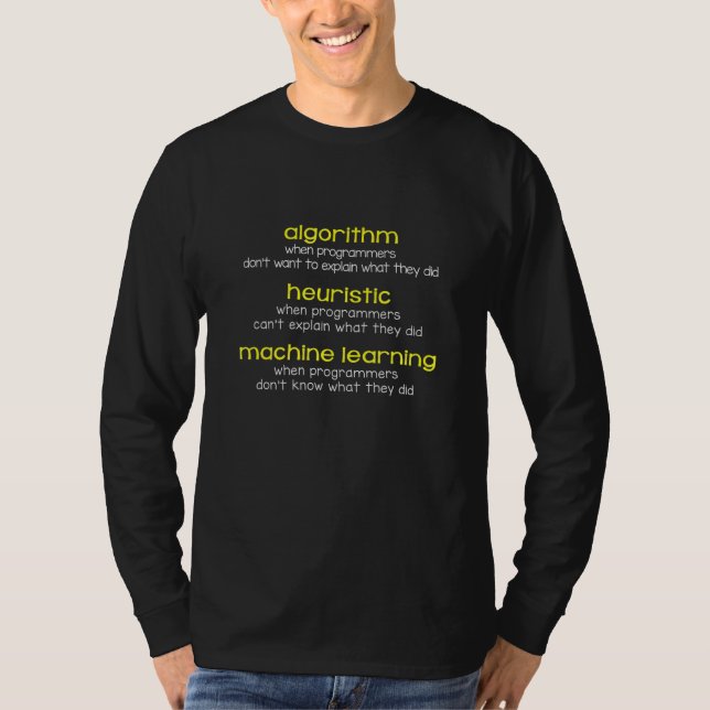 Camiseta Programa Algoritmo Heuristic Machine Learning Code (Anverso)