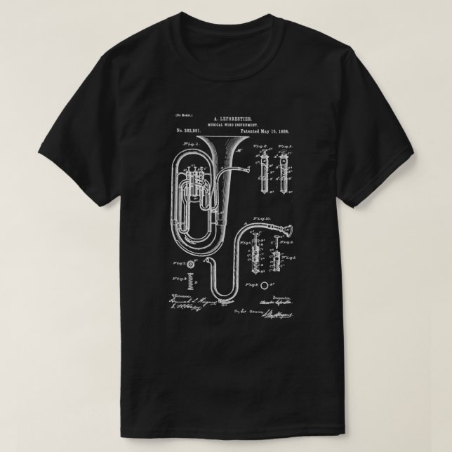 Camiseta Programa gráfico de patentes de Tuba (Diseño del anverso)