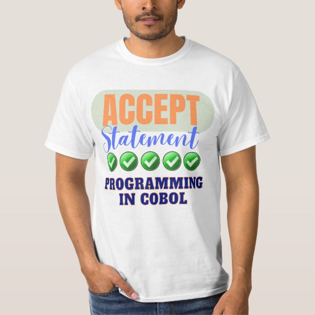 Camiseta Programación Cobol con instrucción Accept (Anverso)