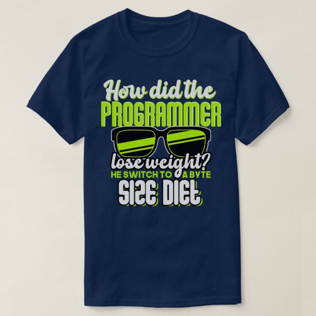 Camiseta Programación Cómo perdió peso el programador (Diseño del anverso)