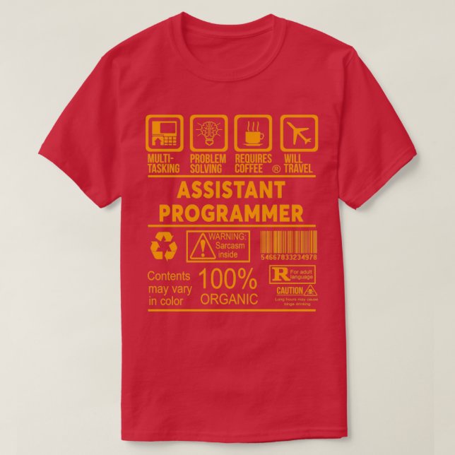 Camiseta PROGRAMADOR ASISTENTE NICE DISEÑN 2017 Classic TSh (Diseño del anverso)