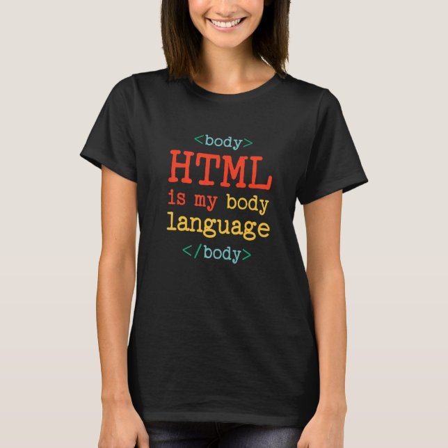 Camiseta Programador Codificador Computadora HTML Es Mi Len (Anverso)