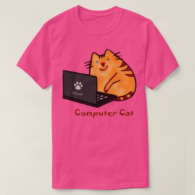 Camiseta Programador Cute Laptop Cat (Diseño del anverso)