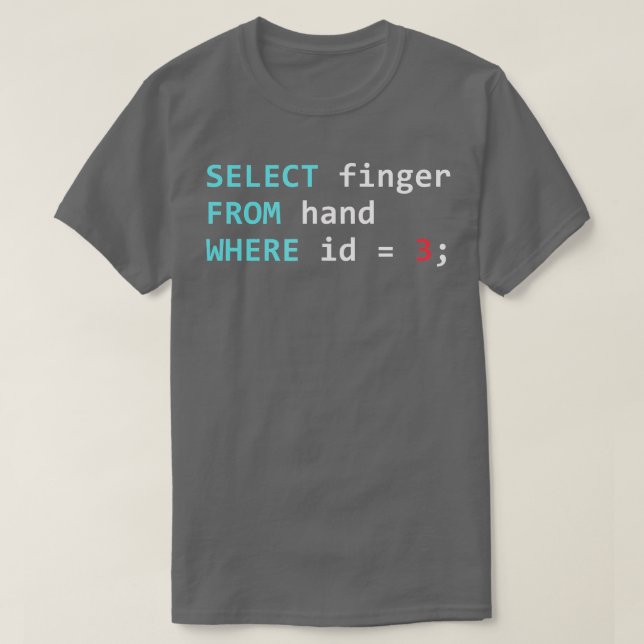 Camiseta Programador de bases de datos geek de consulta SQL (Diseño del anverso)
