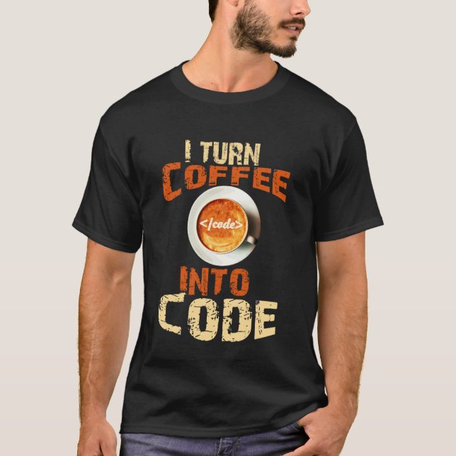 Camiseta Programador de Código de Café Geek Divertido (Anverso)
