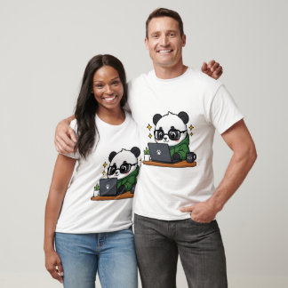 Camiseta Programador de Panda Lindo Codificando en Portátil