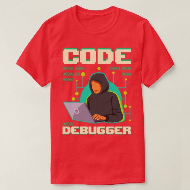 Camiseta Programador del depurador de código S (Diseño del anverso)
