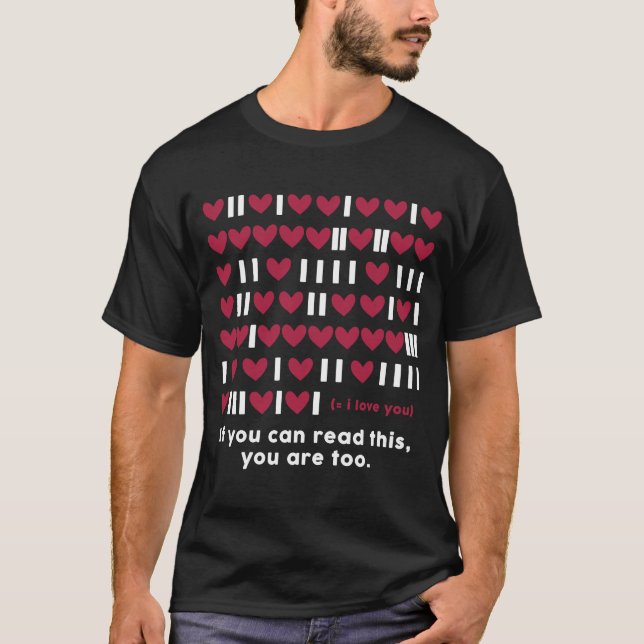 Camiseta Programador Geek Binary Code Heart Valentine Devel (Anverso)