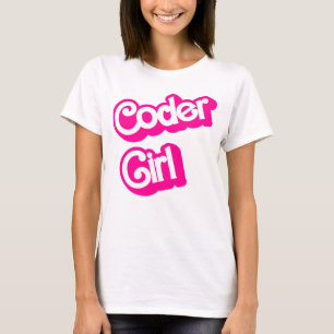 Camiseta Programador Geek de Computadora Rosa Chica Coder