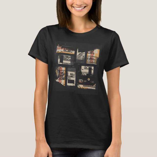 Camiseta Programador Geek de Glitch Retro de código binario (Anverso)