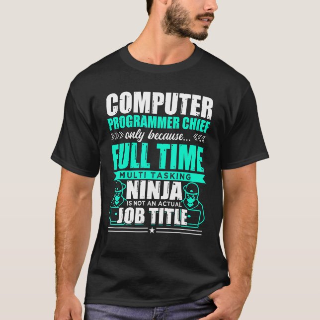 Camiseta Programador informático Jefe multitarea Ninja (Anverso)
