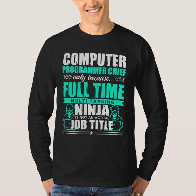 Camiseta Programador informático Jefe multitarea Ninja (Anverso)