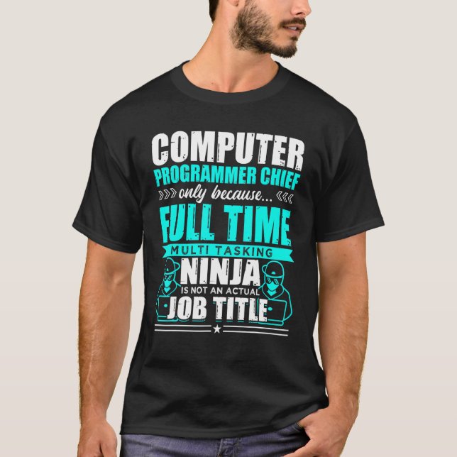 Camiseta Programador informático Jefe multitarea Ninja (Anverso)