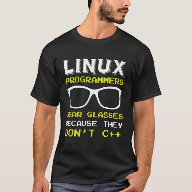 Camiseta Programador Linux Nerd Glasses Geek Penguin Operat (Anverso)
