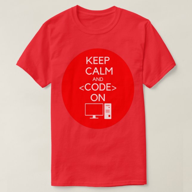 Camiseta programador Mantener la calma y Código en hackatho (Diseño del anverso)