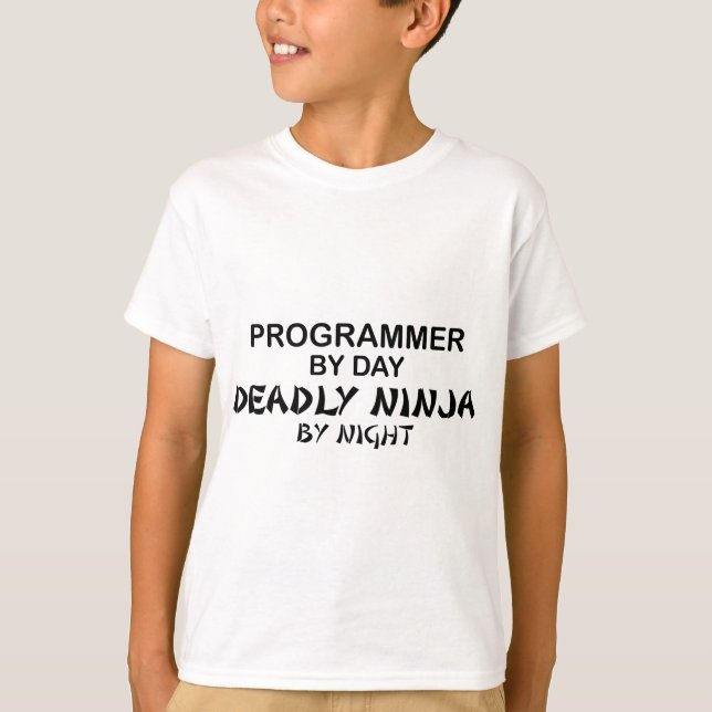 Camiseta Programador Mortal Ninja por noche (Anverso)