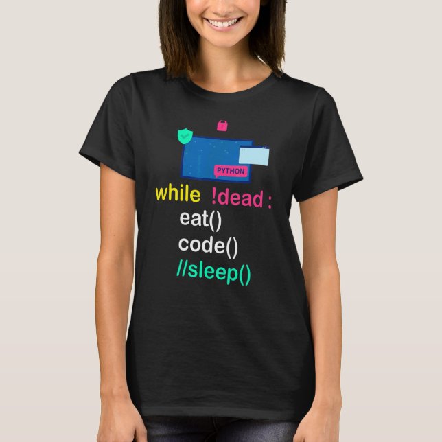 Camiseta Programador Python Coder Eat Code Sleep (Anverso)