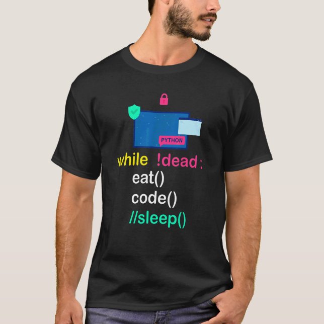 Camiseta Programador Python Coder Eat Code Sleep (Anverso)