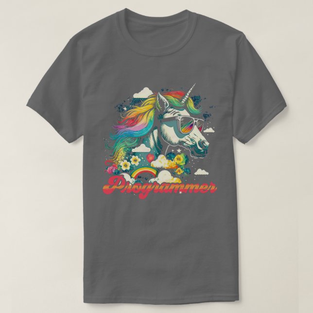 Camiseta Programador Unicornio arcoiris (Diseño del anverso)