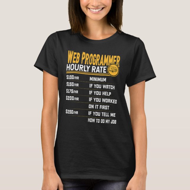 Camiseta Programador web de tarifa horaria Coder de desarro (Anverso)