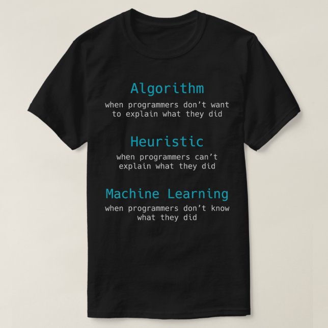 Camiseta Programadores Algoritmo diverso Lear Heurístico Má (Diseño del anverso)