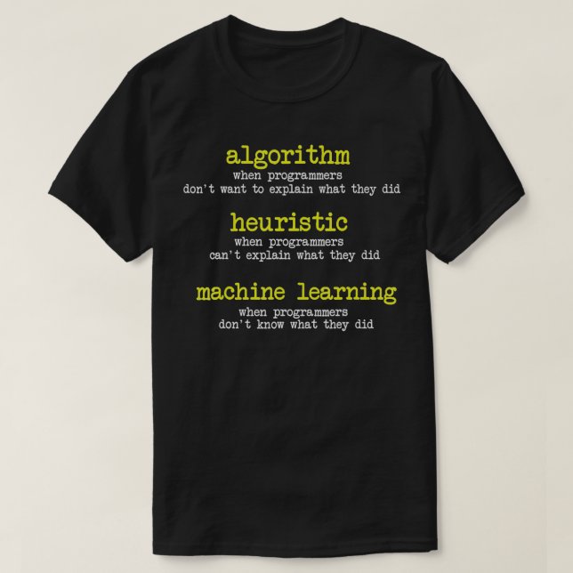 Camiseta Programadores Algoritmo diverso Lear Heurístico Má (Diseño del anverso)