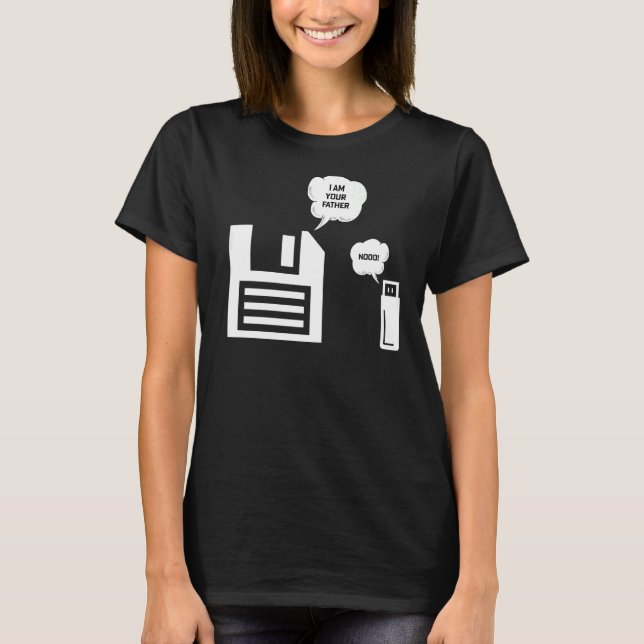Camiseta Programando disquetes USB Soy tu padre geek (Anverso)