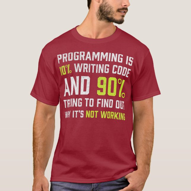 Camiseta Programar es 10 escribir código Funny Coding (Anverso)
