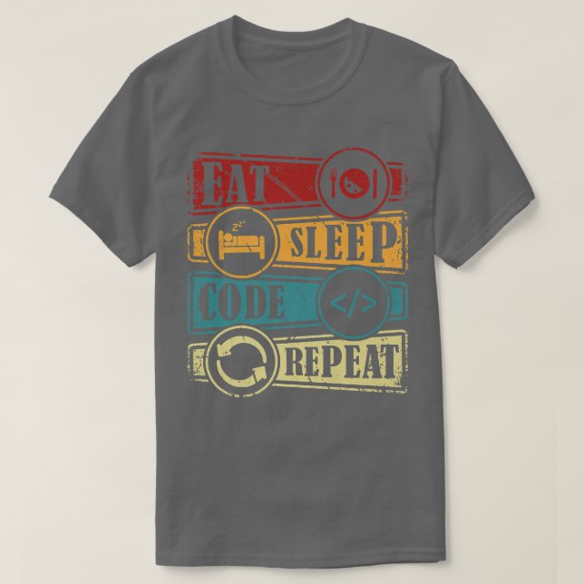 Camiseta Programming Computer Science Programmer Eat Code S (Diseño del anverso)