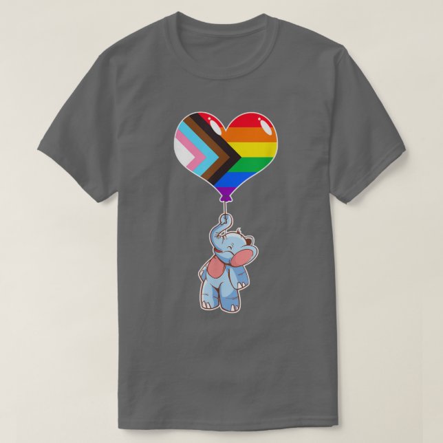 Camiseta Progreso arcoiris Identidad sexual elefante no bin (Diseño del anverso)