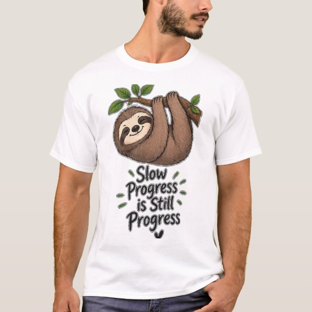 Camiseta Progreso Lento Sigue Siendo Progreso Cute Perezoso (Anverso)