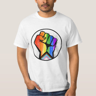 CAMISETA PROGRESO LGBTQ ORGULLO PUÑO RESISTENCIA