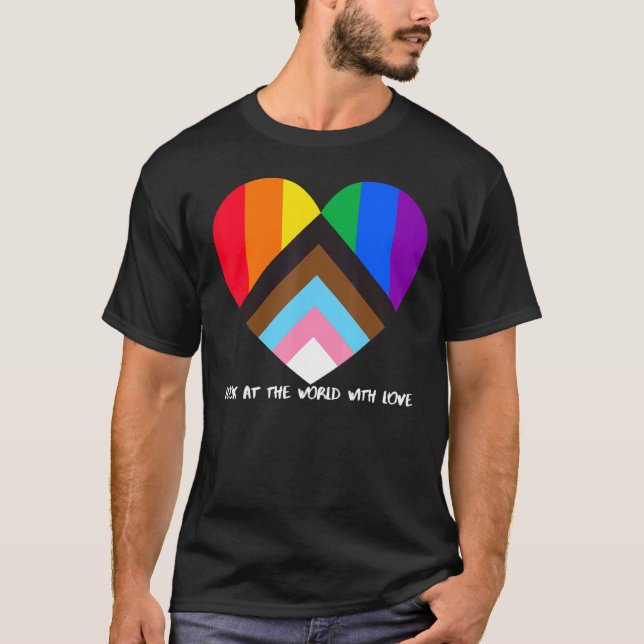 Camiseta Progreso Orgullo Bandera Arcoiris Inclusividad Cor (Anverso)